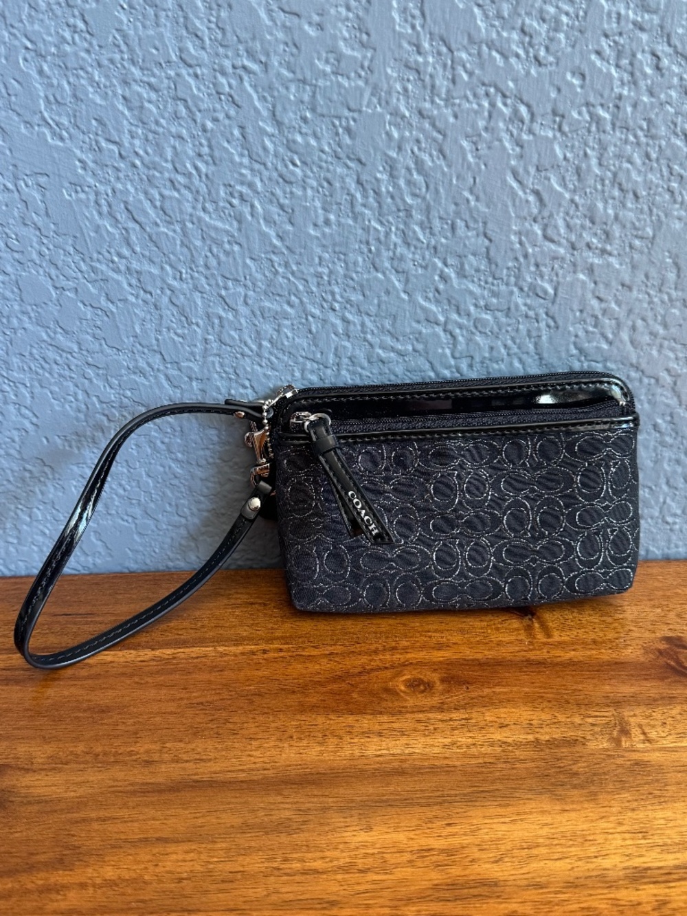 Coach Black and Silver Wristlet